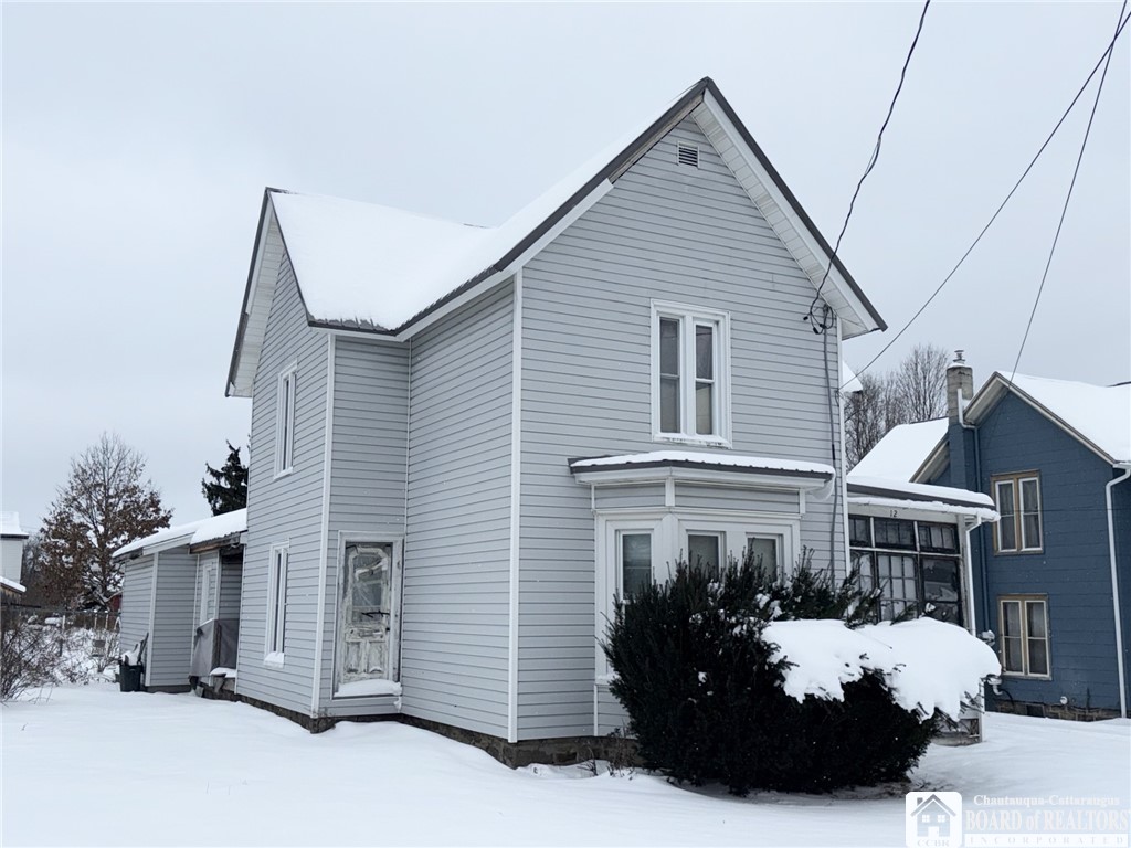 view of snow covered exterior