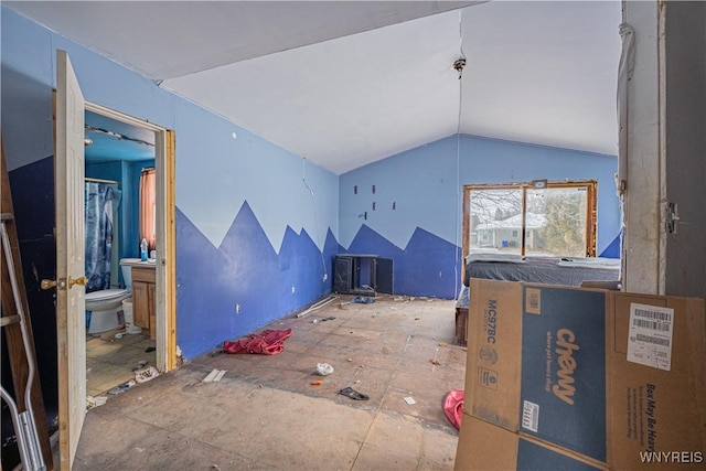 interior space featuring vaulted ceiling