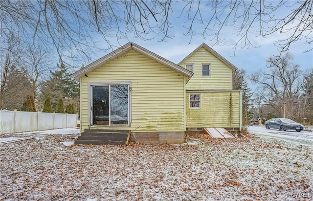 view of snow covered property