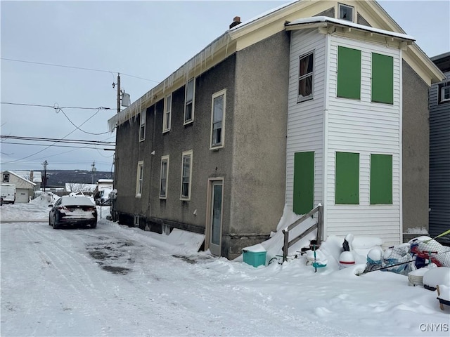 view of snow covered exterior