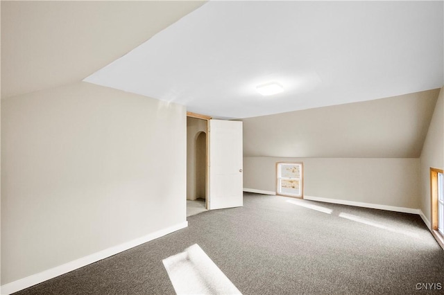 additional living space with carpet floors and lofted ceiling