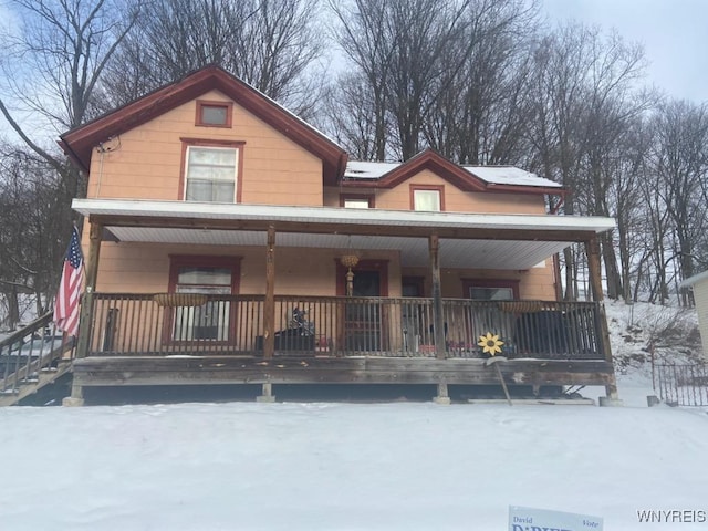 view of front of home featuring covered porch