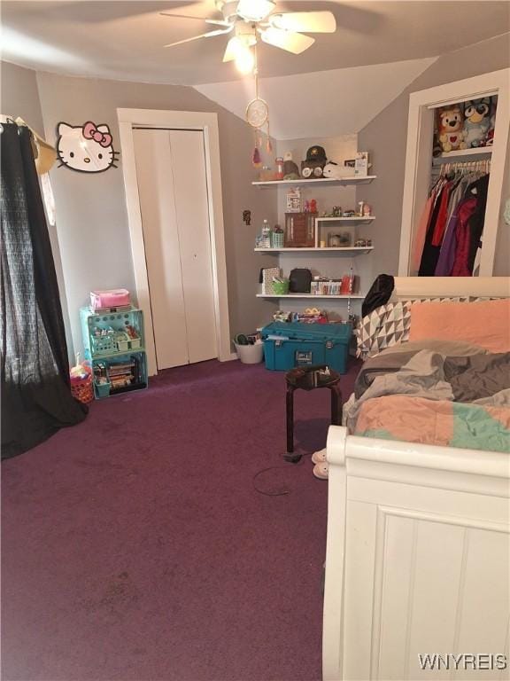 bedroom featuring carpet flooring and ceiling fan