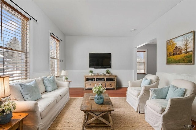 living room with light hardwood / wood-style floors