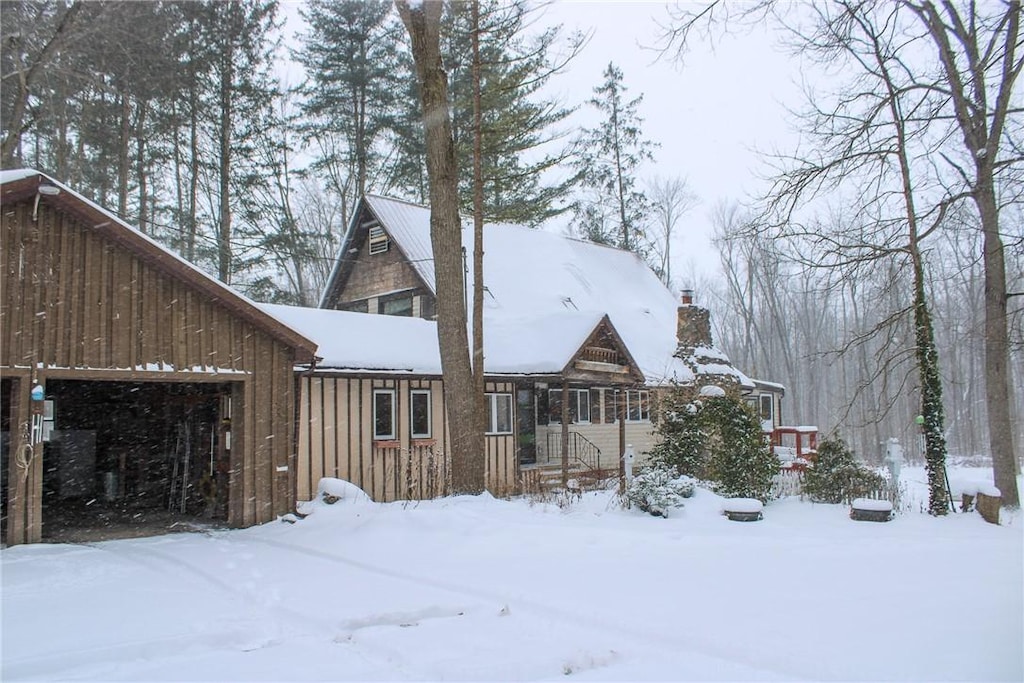 exterior space featuring a garage