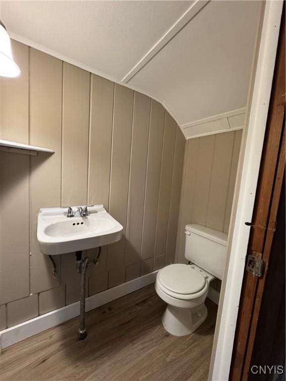 bathroom featuring hardwood / wood-style floors, sink, and toilet