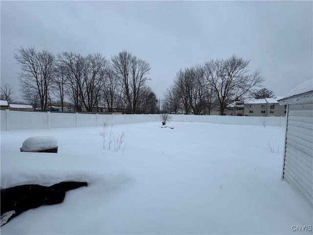 view of yard covered in snow