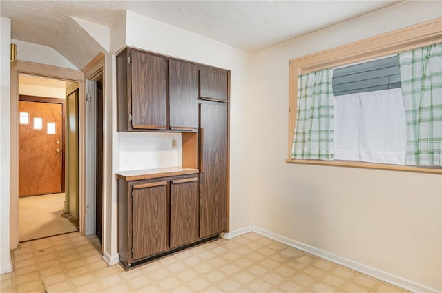 kitchen featuring dark brown cabinetry