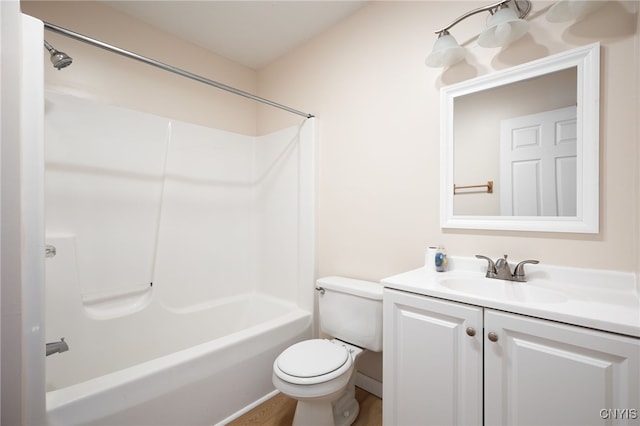 full bathroom with toilet, shower / bath combination, and vanity