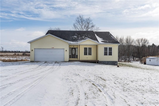 single story home featuring a garage