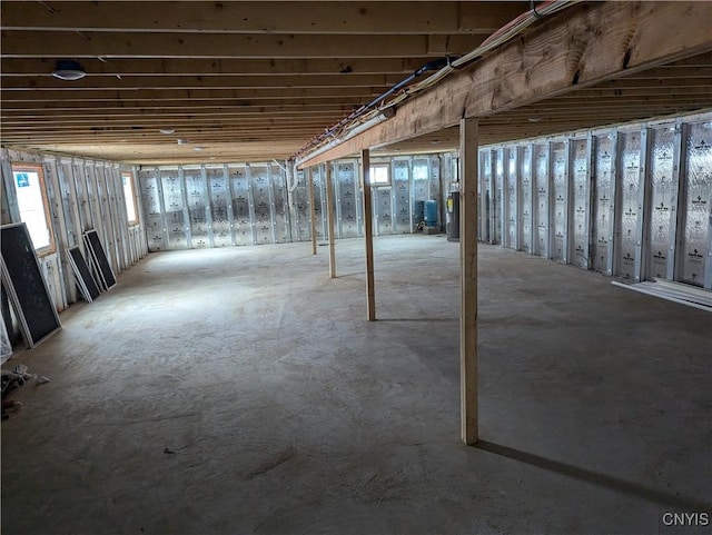 basement featuring water heater