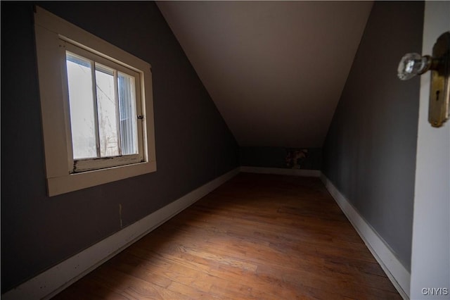 interior space with lofted ceiling and hardwood / wood-style flooring