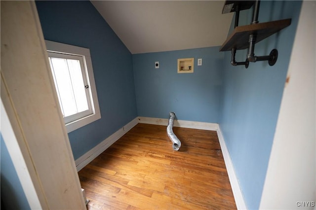 laundry area featuring light hardwood / wood-style flooring, washer hookup, and hookup for an electric dryer