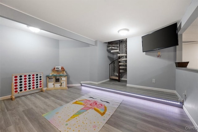 interior space with hardwood / wood-style flooring