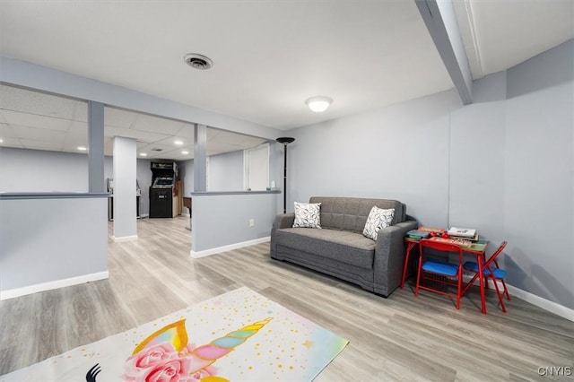 living room featuring light hardwood / wood-style flooring