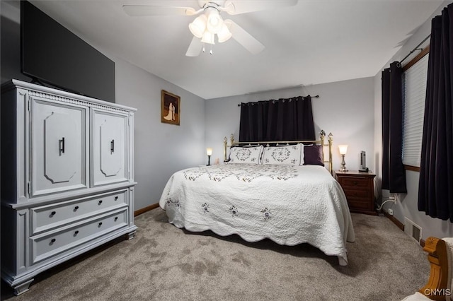 bedroom with carpet and ceiling fan