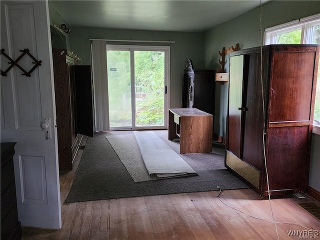 doorway to outside featuring light hardwood / wood-style floors