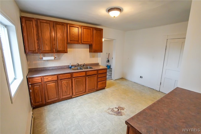 kitchen with decorative backsplash and sink