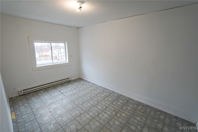 empty room with a baseboard heating unit