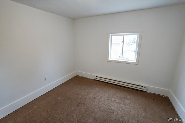 spare room featuring a baseboard radiator