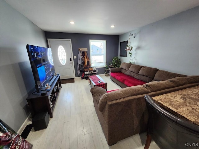 living room featuring light wood-type flooring