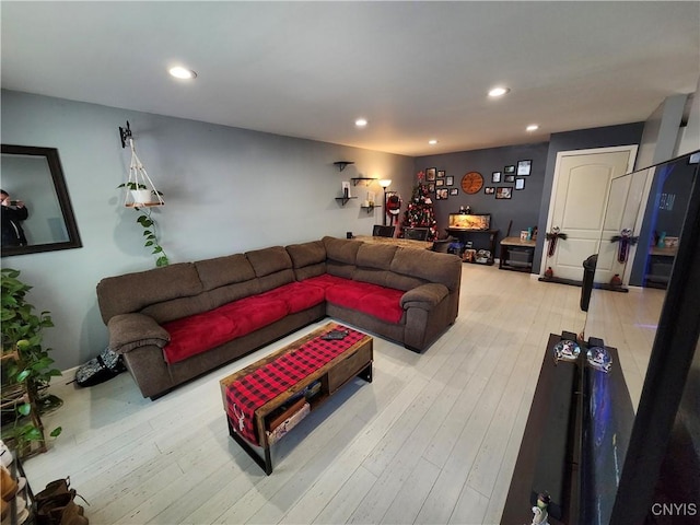 living room with hardwood / wood-style floors