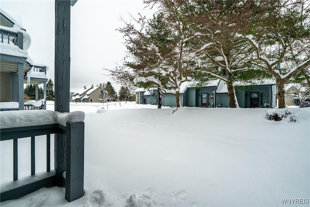 view of yard covered in snow