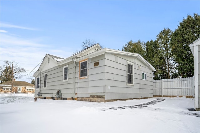 view of snow covered exterior