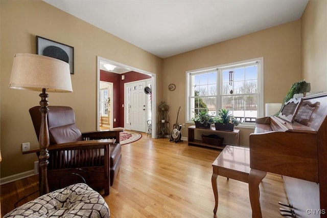 sitting room featuring light hardwood / wood-style flooring