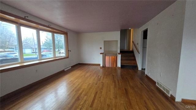 unfurnished living room featuring hardwood / wood-style flooring and plenty of natural light