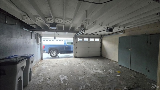 garage with a garage door opener