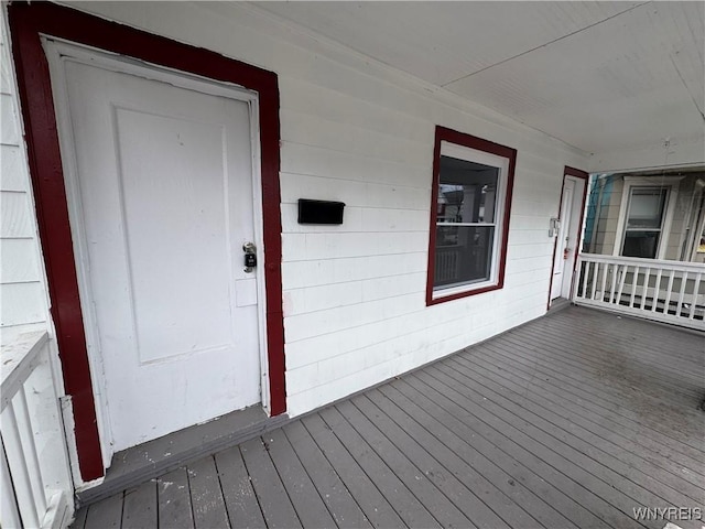 deck featuring a porch