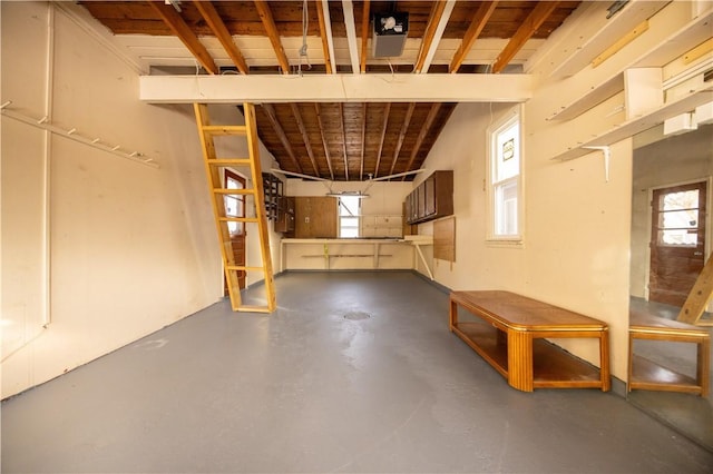 basement featuring plenty of natural light