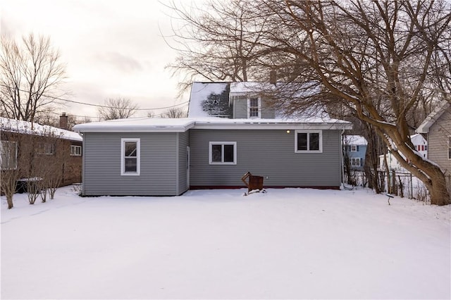 view of snow covered property