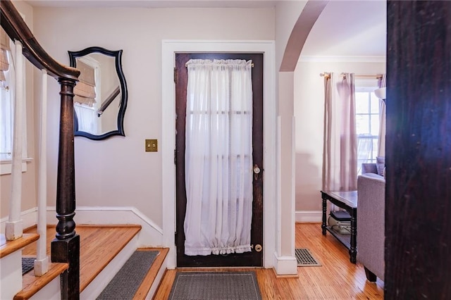 foyer featuring light wood-type flooring