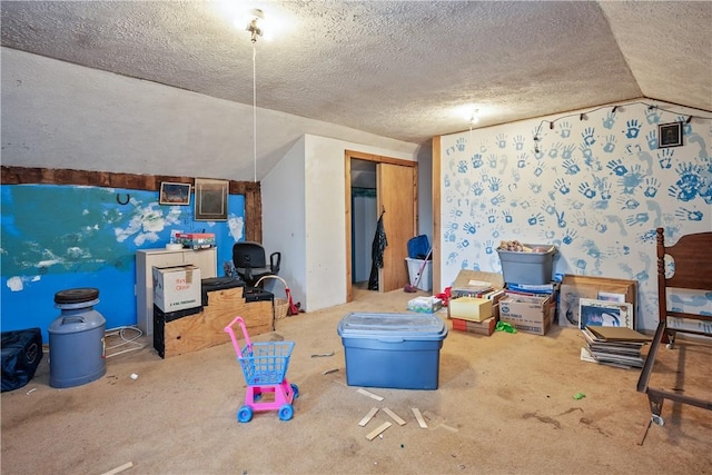 interior space featuring a textured ceiling