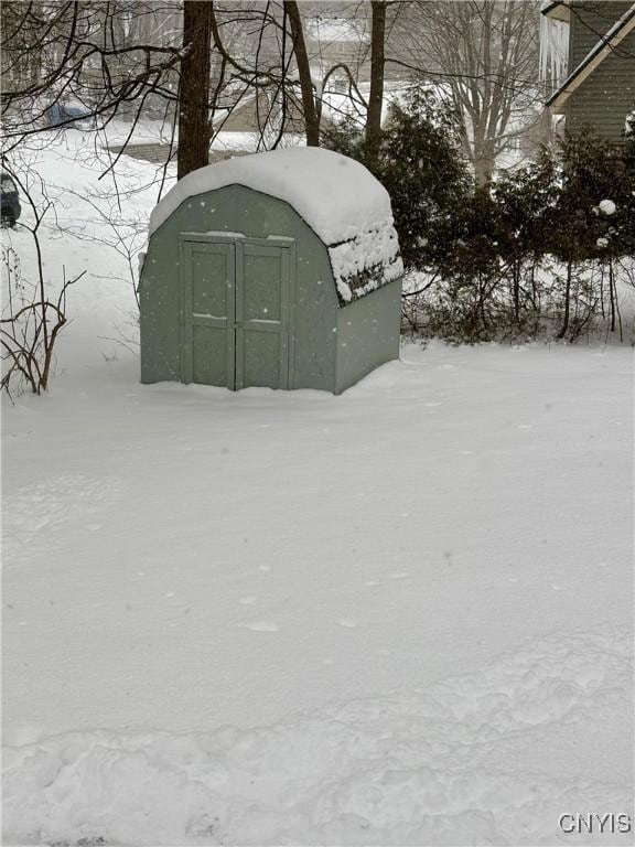 view of snow covered structure