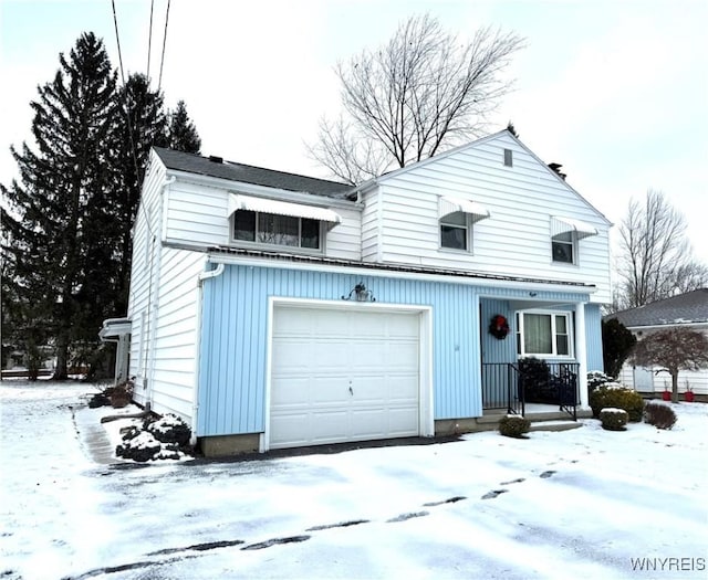 view of front property with a garage