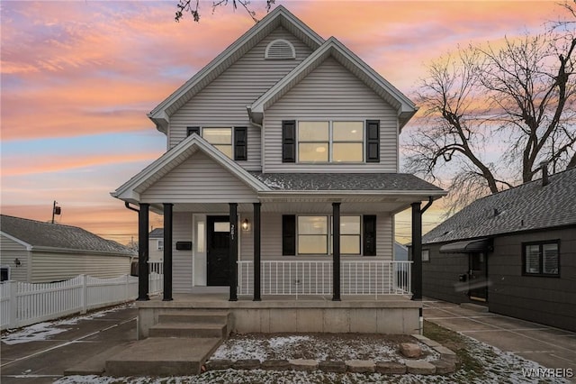 view of front of home featuring covered porch