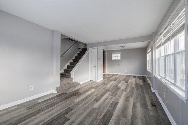 unfurnished living room featuring hardwood / wood-style floors