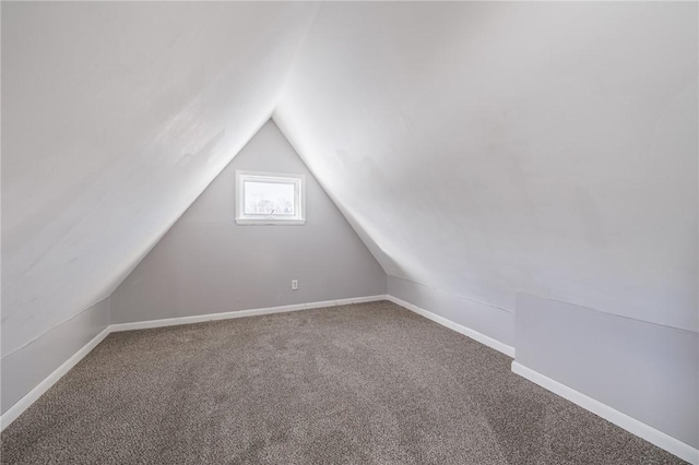 additional living space with carpet flooring and vaulted ceiling