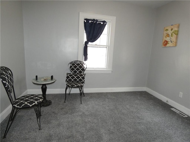 living area featuring carpet flooring