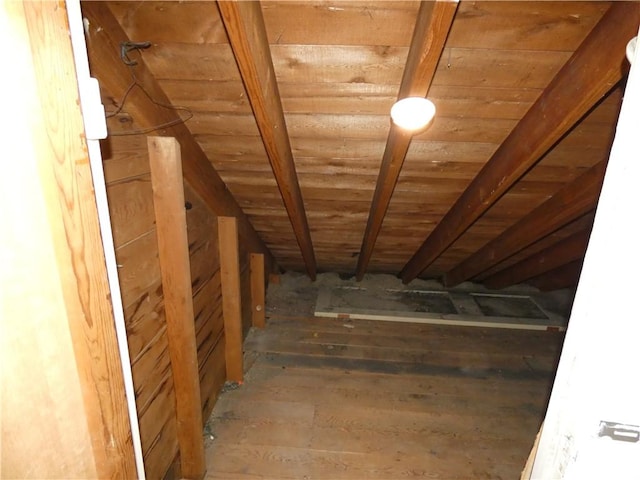 view of unfinished attic