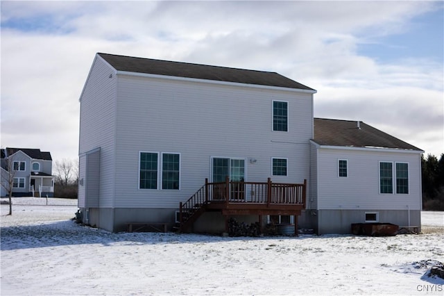 view of snow covered property