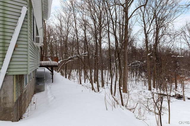 view of yard covered in snow