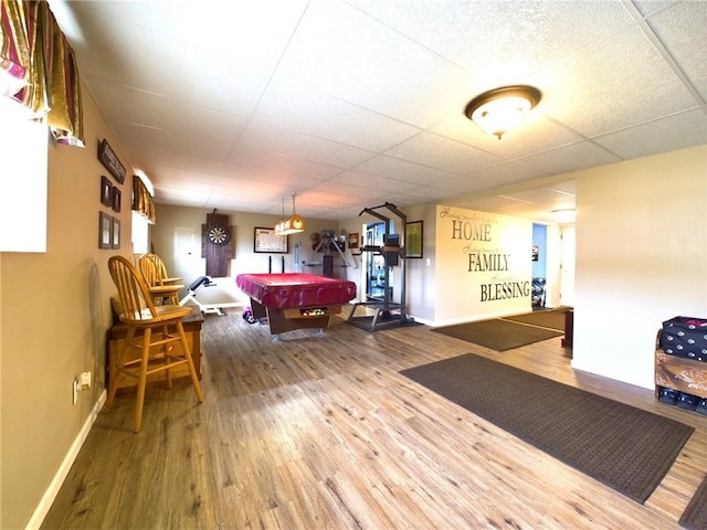 playroom featuring wood-type flooring and pool table