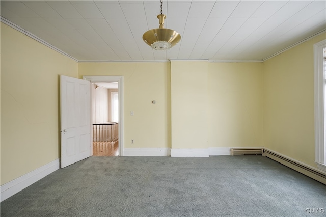 unfurnished room with carpet floors and ornamental molding