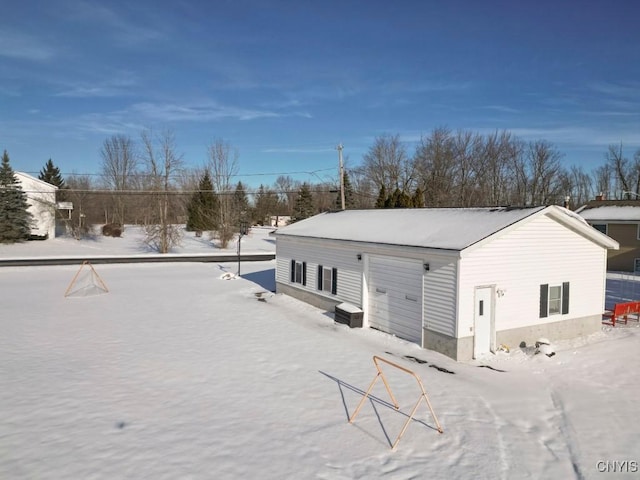 exterior space with a garage