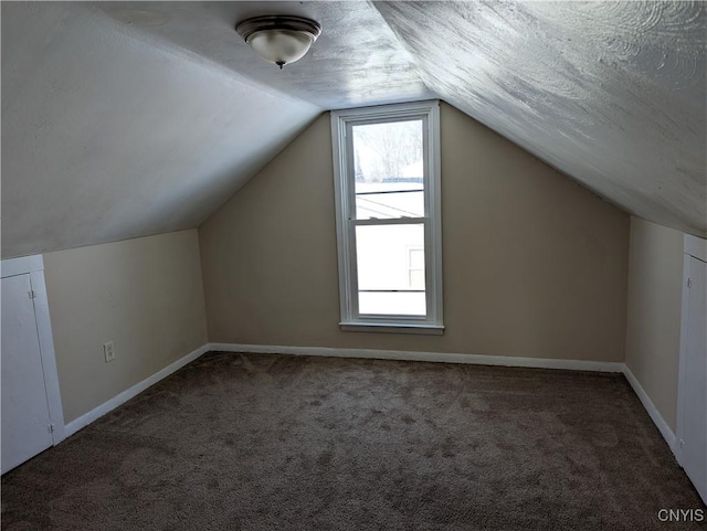 additional living space featuring carpet flooring and lofted ceiling