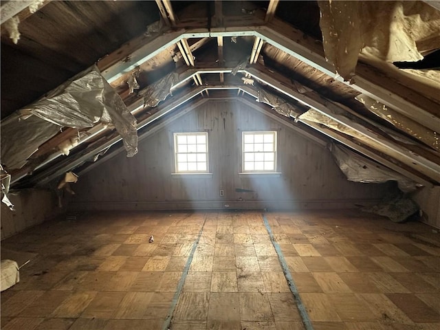 view of unfinished attic